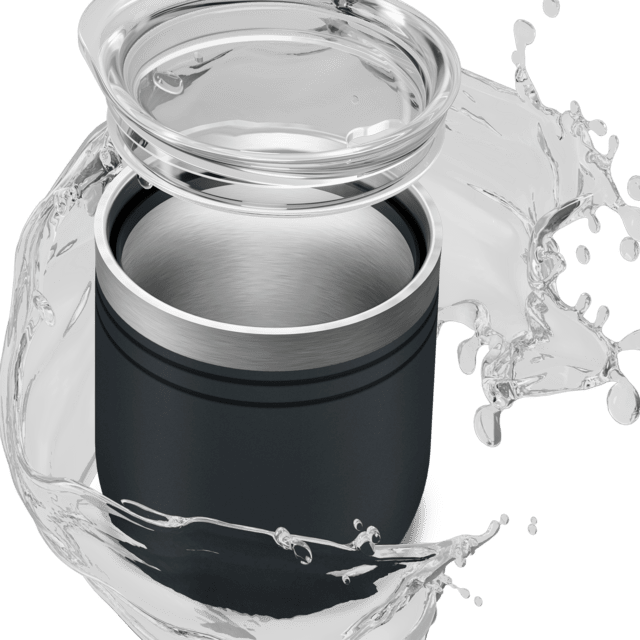 Dometic Outd Travel Mug, 10 Ounce/ 300 Milliliter Capacity, Press-Fit Lid, Vacuum Insulated, Without Handle, With Dometic Logo, Slate – 9600050869
