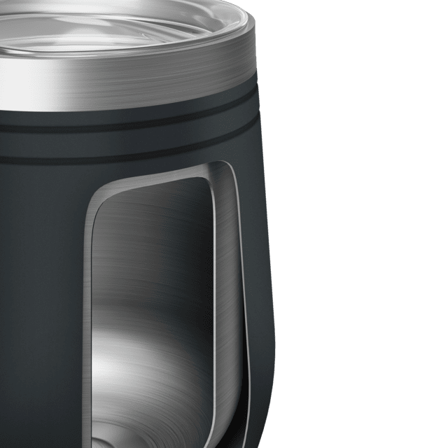 Dometic Outd Travel Mug, 10 Ounce/ 300 Milliliter Capacity, Press-Fit Lid, Vacuum Insulated, Without Handle, With Dometic Logo, Slate – 9600050869