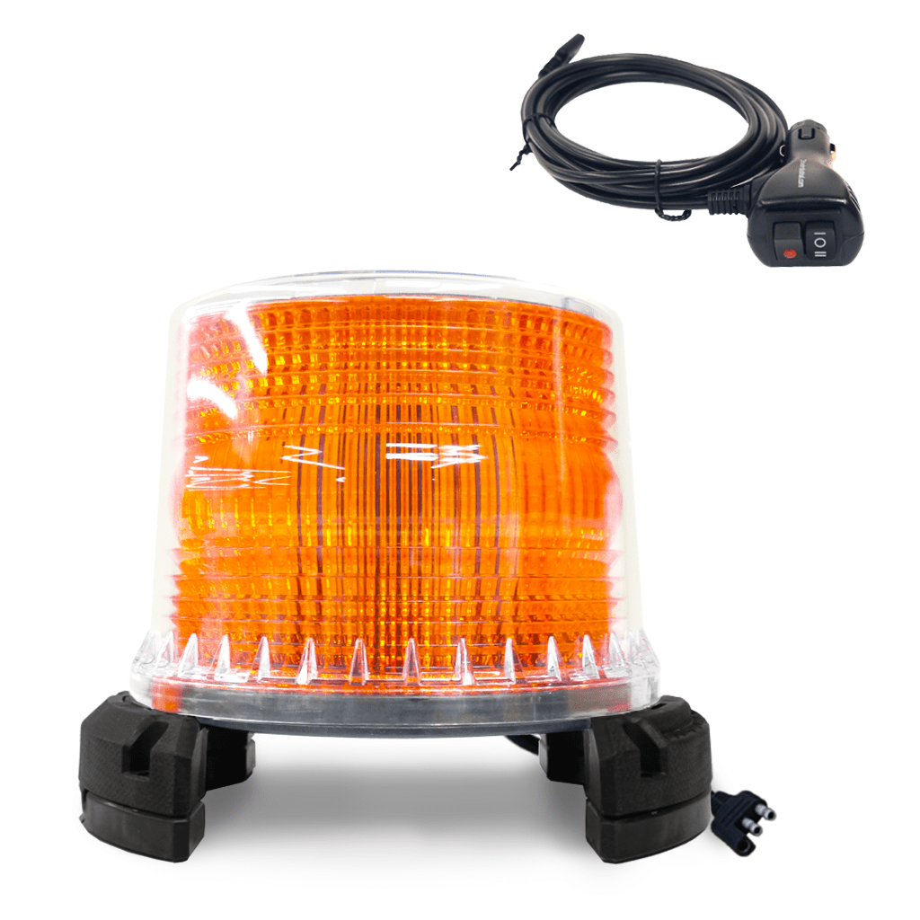 Driver Ind. Warning Light, Helios X-Mod, 6.5 Inch Width X 6.65 Inch Height/ 4 Inch Round Dome, Beacon, Magnetic Mount, White LED – HE-XB-SMA-W