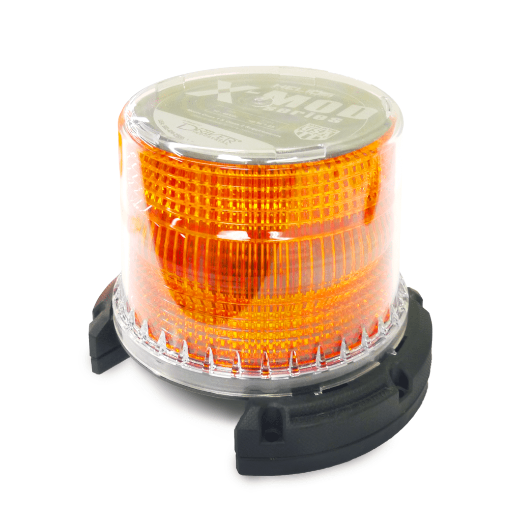 Driver Ind. Warning Light, Helios X-Mod, 6.5 Inch Width X 6.65 Inch Height/ 4 Inch Round Dome, Beacon, Magnetic Mount, White LED – HE-XB-SMA-W