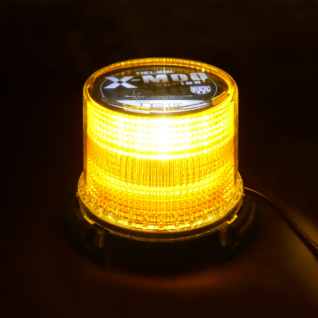 Driver Ind. Warning Light, Helios X-Mod, 6.5 Inch Width X 6.65 Inch Height/ 4 Inch Round Dome, Beacon, Magnetic Mount, White LED – HE-XB-SMA-W