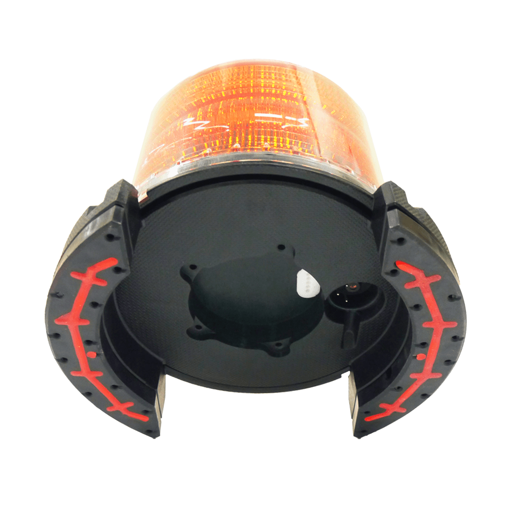 Driver Ind. Warning Light, Helios X-Mod, 6.5 Inch Width X 6.65 Inch Height/ 4 Inch Round Dome, Beacon, Magnetic Mount, White LED – HE-XB-SMA-W