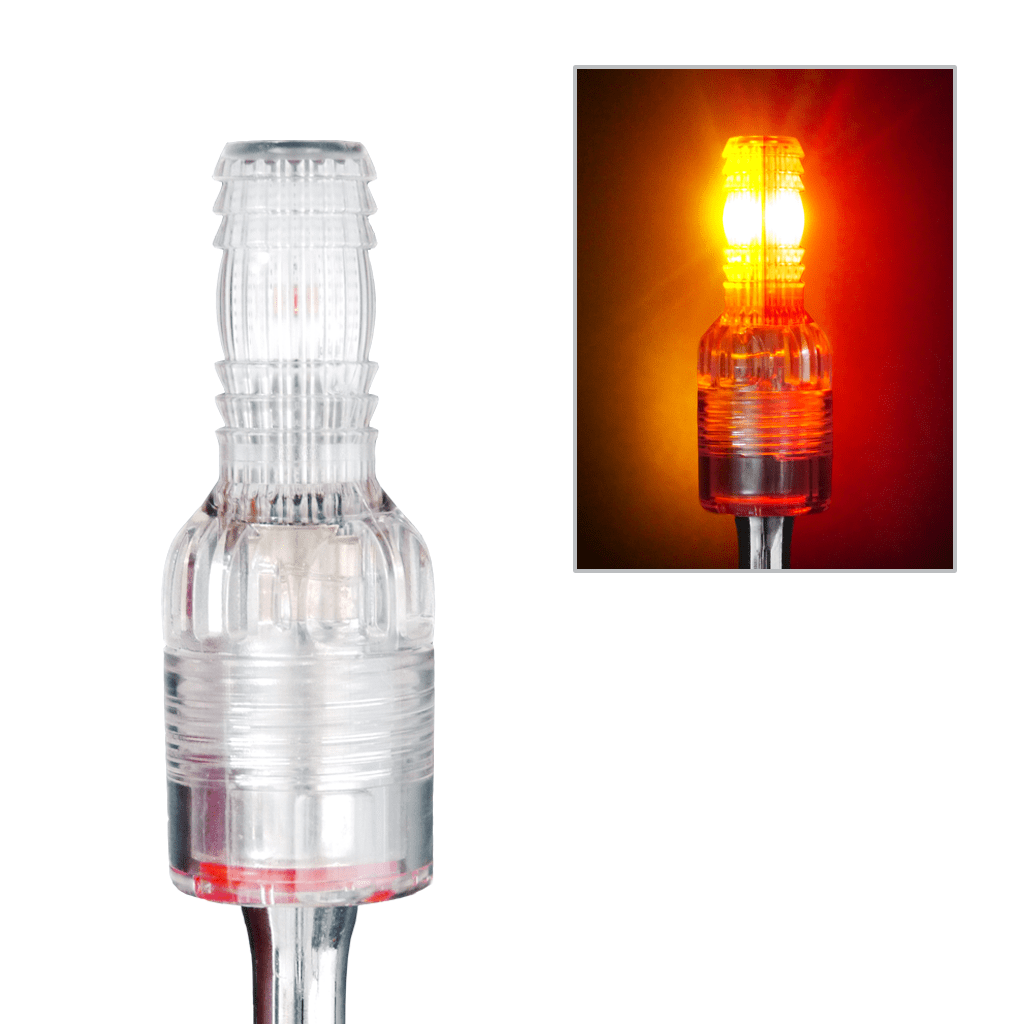 Driver Ind. Warning Whip Light, Safetywhips®, Dual Color Amber and Red, LED Bulb, Flashing/ Constant Mode, Low Profile – SC3-AR