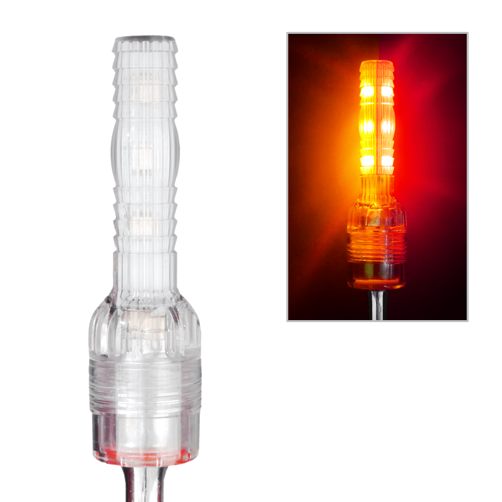 Driver Ind. Warning Whip Light, Safetywhips®, Dual Color Amber and Red, LED Bulb, Constant Mode, High Profile – SC4-CAR