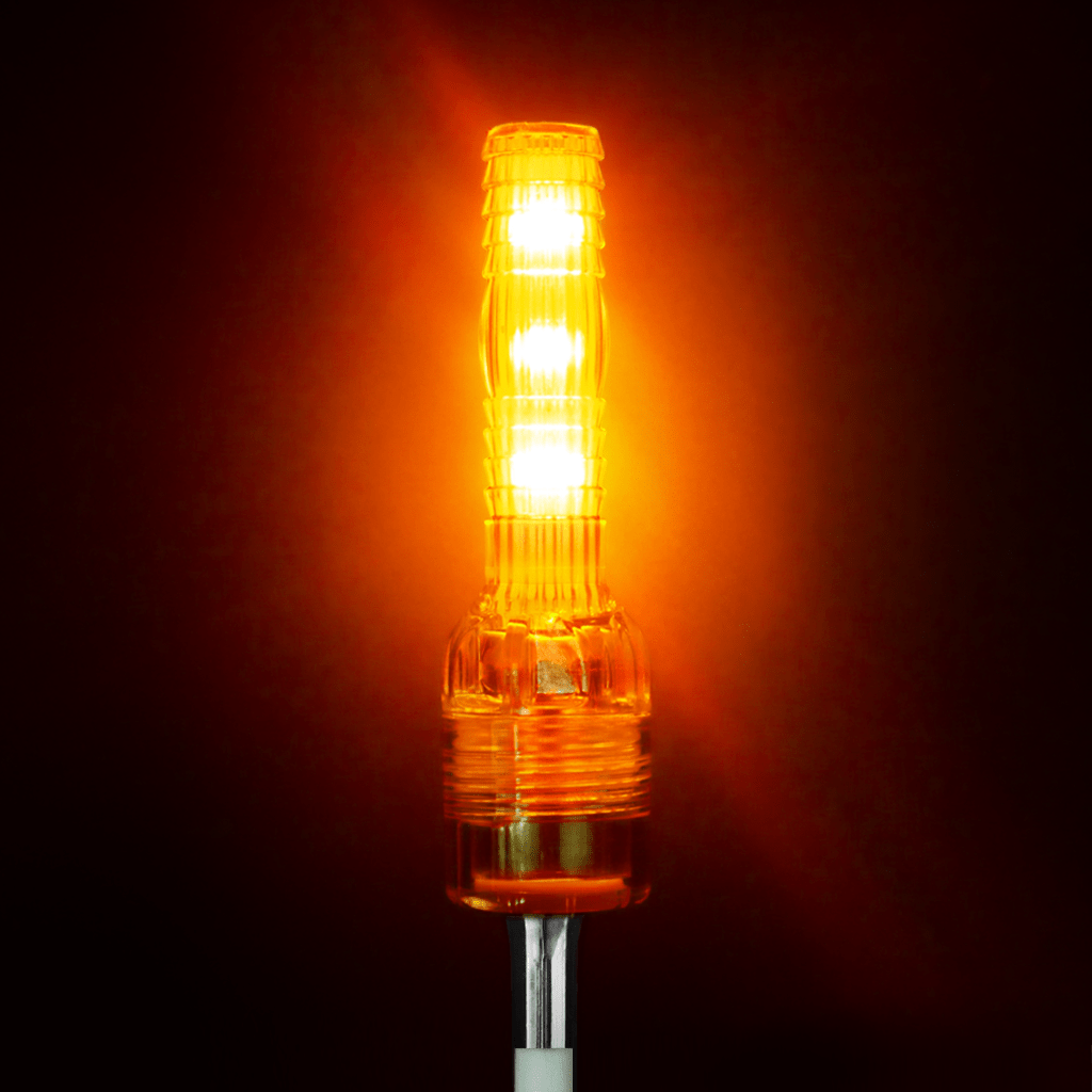 Driver Ind. Warning Whip Light, Safetywhips®, Dual Color Amber and Red, LED Bulb, Constant Mode, High Profile – SC4-CAR