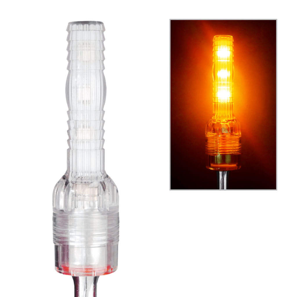 Driver Ind. Warning Whip Light, Safetywhips®, Single Color Amber, LED Bulb, Flashing Mode, High Profile, Safely Functions from 10 to 40 Volt – SC4-FA