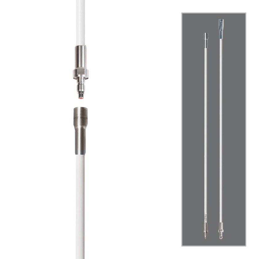 Driver Ind. Warning Whip, Safetywhips®, 8 Foot Height, 1/2 Inch Diameter, Powdered, Non-Lighted, White Pole, Fiberglass – SW08QD2