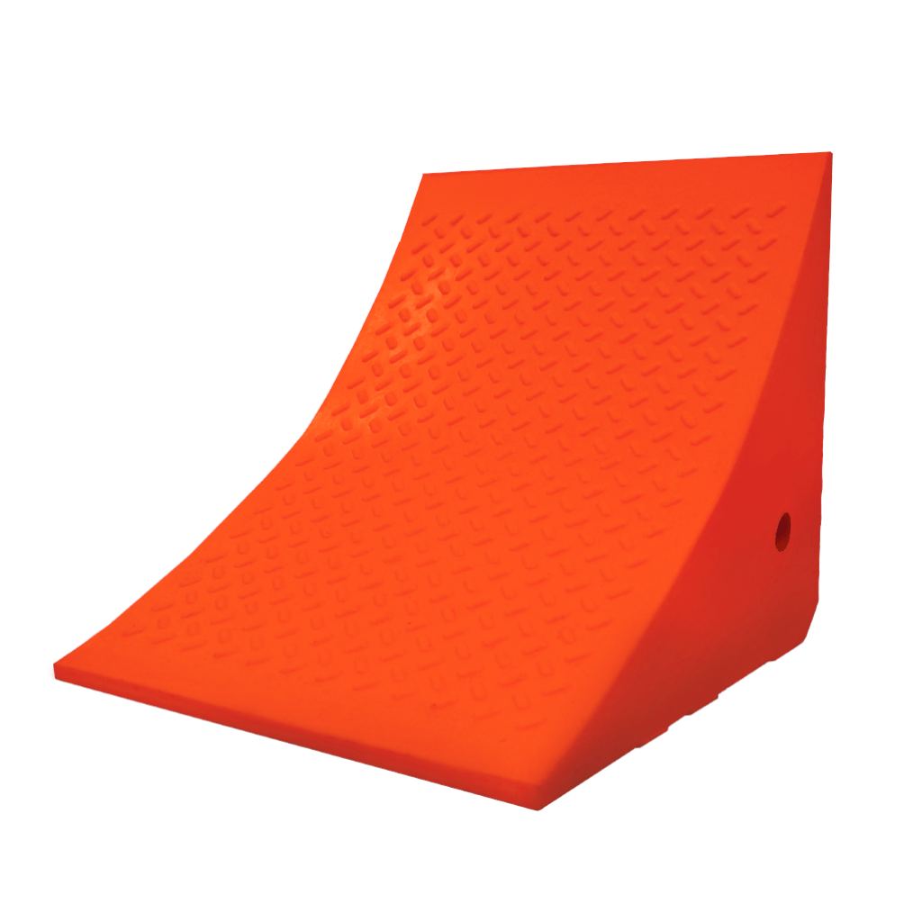 Driver Ind. Wheel Chock, Toro ® 700 Series, Orange, Polyurethane, Single, Tire Diameter Up to 65 Inch, 70 Ton Maximum Capacity – WC-UO700