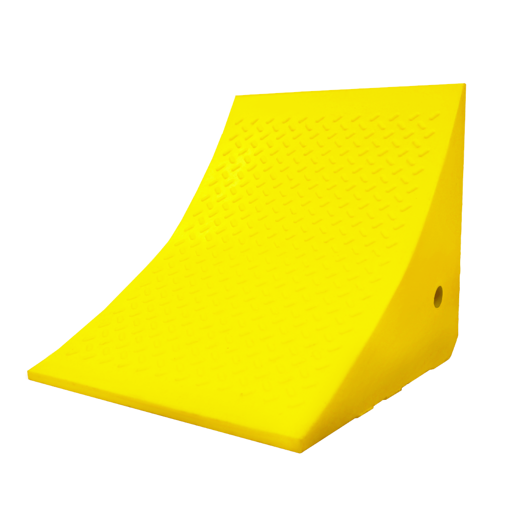 Driver Ind. Wheel Chock, Toro ® 700 Series, Yellow, Polyurethane, Single, Tire Diameter Up to 65 Inch, 70 Ton Maximum Capacity – WC-UY700