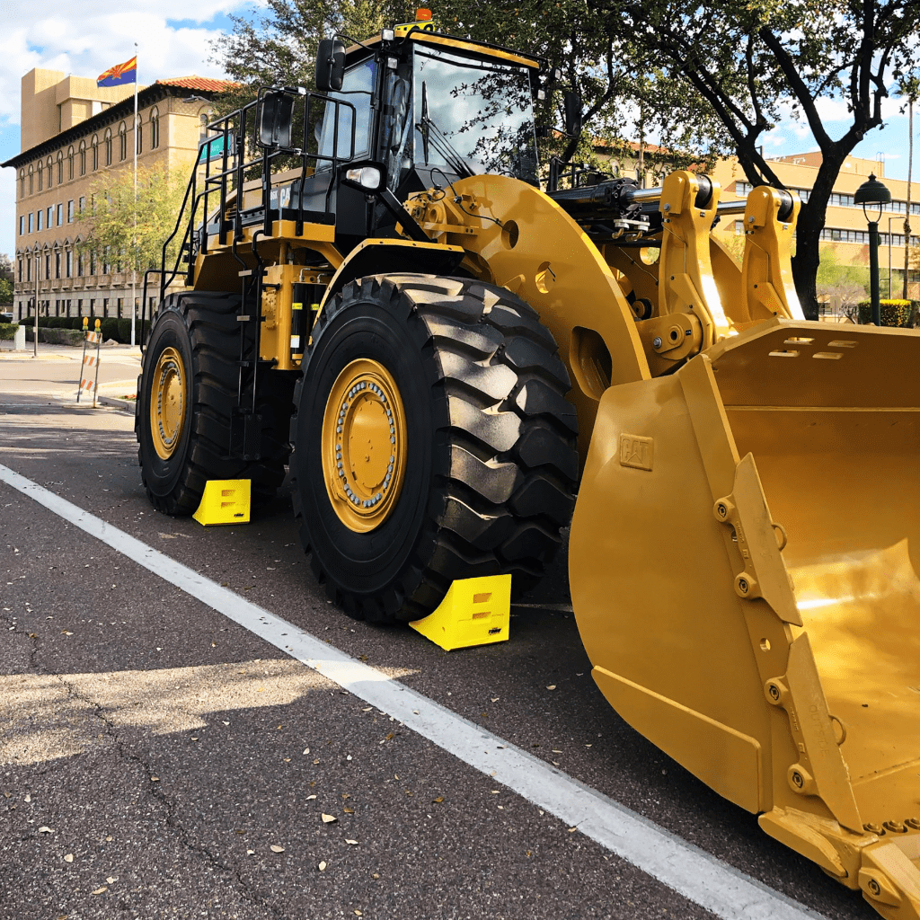 Driver Ind. Wheel Chock, Toro ® 700 Series, Yellow, Polyurethane, Single, Tire Diameter Up to 65 Inch, 70 Ton Maximum Capacity – WC-UY700