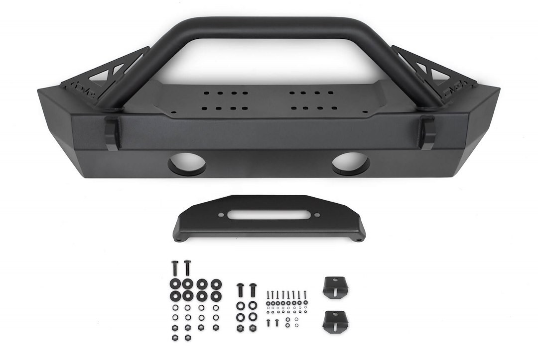 DV8 Offroad Bumper, Modular Design, Mounting Hardware Included, With Bull Bar, Without Skip Plate, With Winch Mount – FBJL-05