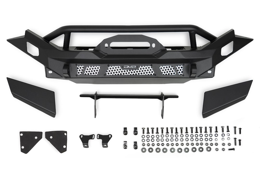 DV8 Offroad Bumper, Mto Series, Modular Design, Mounting Hardware Included, Without Grille Guard, With Bull Bar, With Winch Mount – FBJL-12