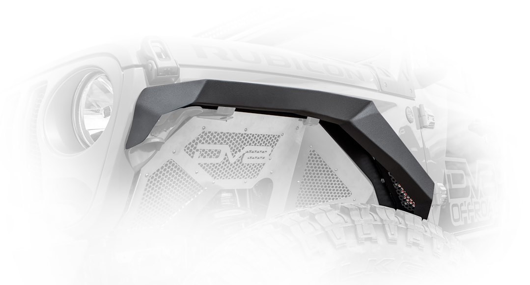 DV8 Offroad Fender Flare, Armor, Bolt-On, Slim, Powder Coated, Black, Steel, Set of 4 – FDGL-02