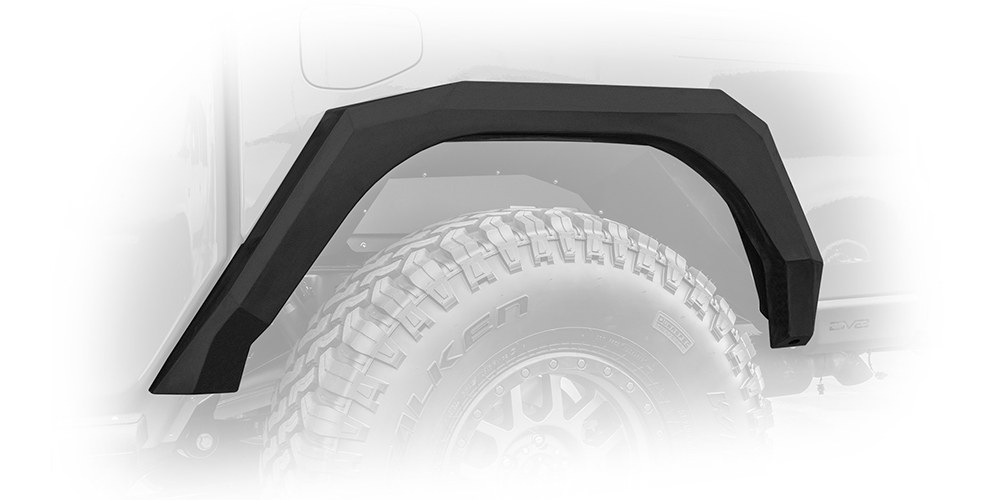 DV8 Offroad Fender Flare, Armor, Bolt-On, Slim, Powder Coated, Black, Steel, Set of 4 – FDGL-02