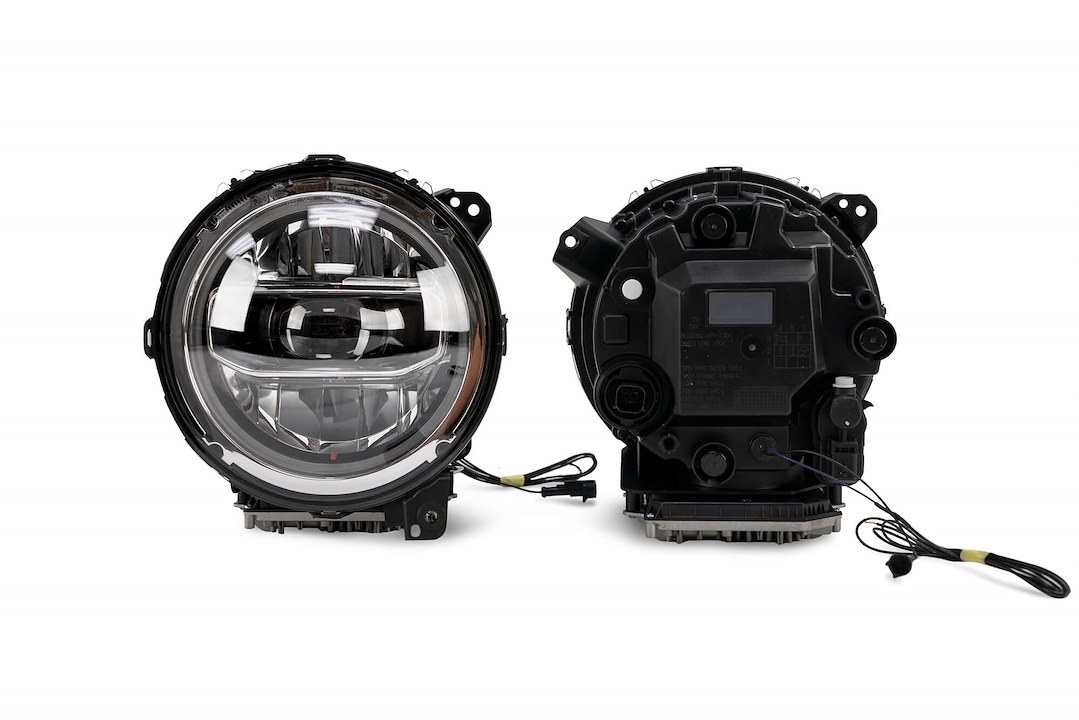 DV8 Offroad Headlight Assembly, OEM Upgrade, LED Bulb, Bright White Beam, Clear Lens, Chrome Housing, Set of 2 – HLCJL-01