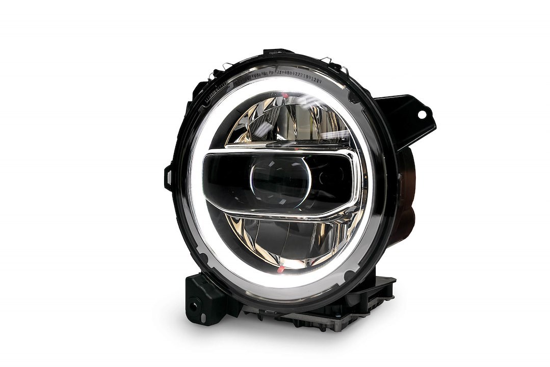 DV8 Offroad Headlight Assembly, OEM Upgrade, LED Bulb, Bright White Beam, Clear Lens, Chrome Housing, Set of 2 – HLCJL-01