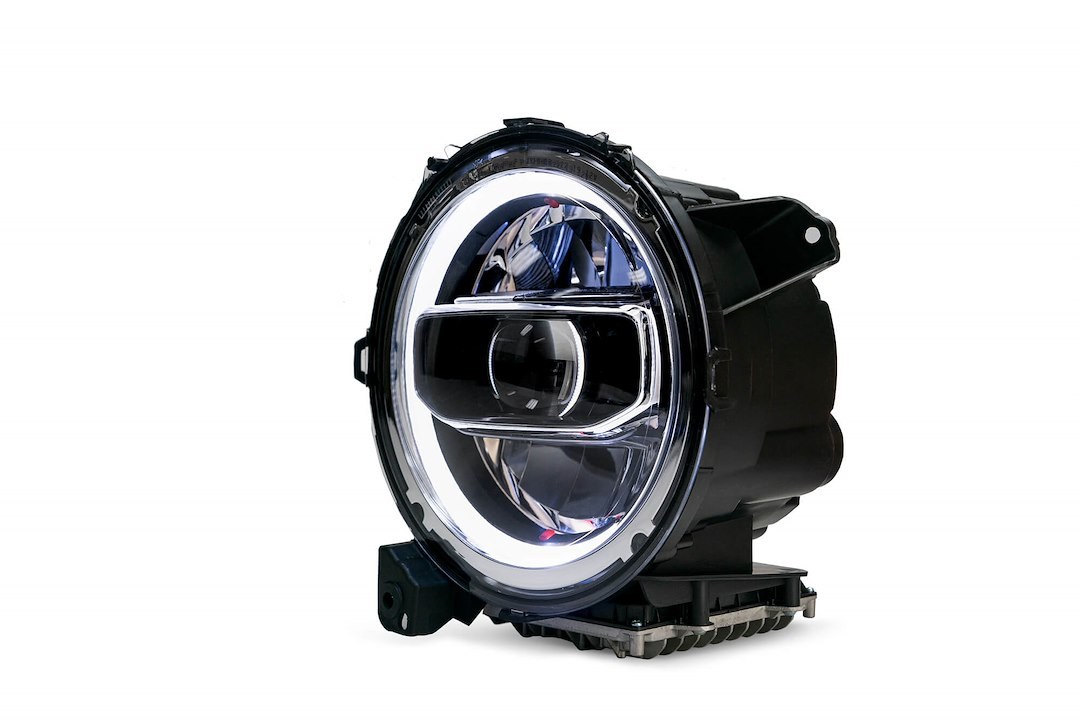 DV8 Offroad Headlight Assembly, OEM Upgrade, LED Bulb, Bright White Beam, Clear Lens, Chrome Housing, Set of 2 – HLCJL-01