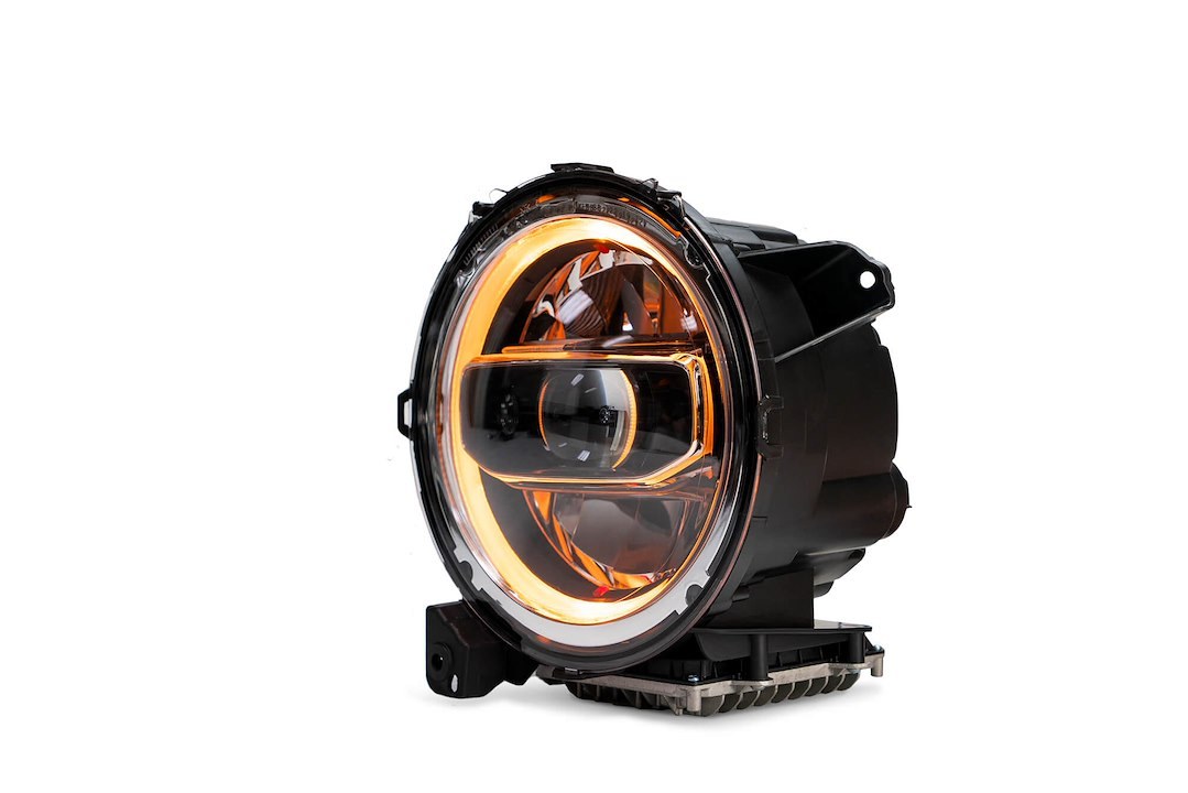 DV8 Offroad Headlight Assembly, OEM Upgrade, LED Bulb, Bright White Beam, Clear Lens, Chrome Housing, Set of 2 – HLCJL-01