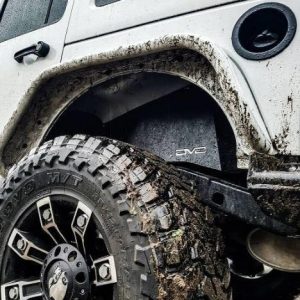 DV8 Offroad Inner Fender, Solid and Perforated Design, With DV8 Logo, With Rock Lights, Raw, Aluminum, Set of 2 – INFEND-01RB