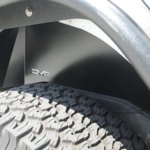 DV8 Offroad Inner Fender, Solid and Perforated Design, With DV8 Logo, With Rock Lights, Raw, Aluminum, Set of 2 – INFEND-01RB