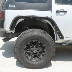 DV8 Offroad Inner Fender, Solid and Perforated Design, With DV8 Logo, With Rock Lights, Raw, Aluminum, Set of 2 – INFEND-01RB