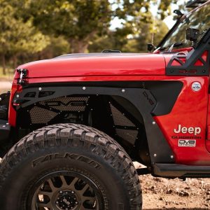 DV8 Offroad Inner Fender, Solid and Perforated Design, With DV8 Logo, Powder Coated, Black, Aluminum, Set of 2 – INFEND-03FB