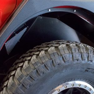 DV8 Offroad Inner Fender, Solid and Perforated Design, Without Logo, Powder Coated, Black, Aluminum, Set of 2 – INFEND-03RB