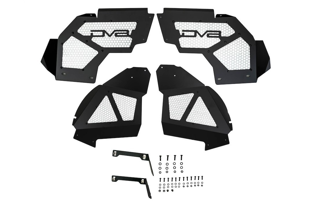 DV8 Offroad Inner Fender, Solid and Perforated Design, With DV8 Logo, Powder Coated, Black Satin, Aluminum – INFEND-06FB