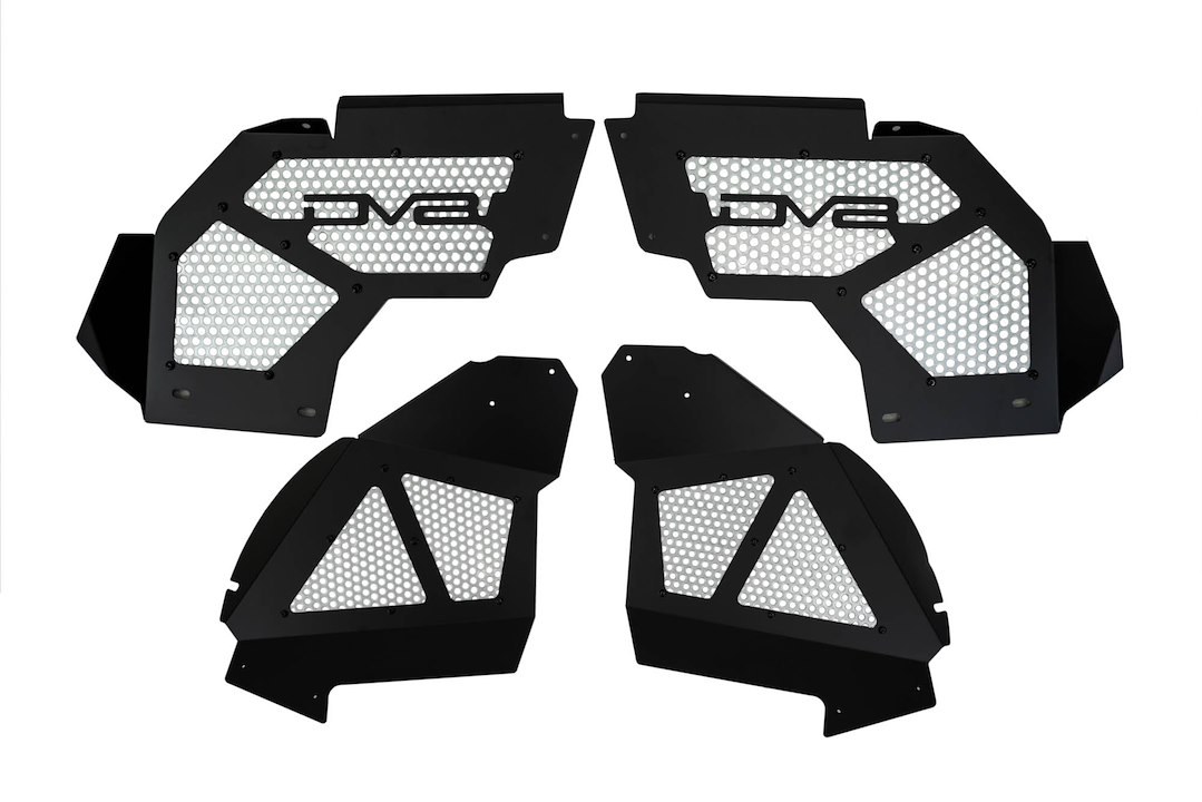 DV8 Offroad Inner Fender, Solid and Perforated Design, With DV8 Logo, Powder Coated, Black Satin, Aluminum – INFEND-06FB