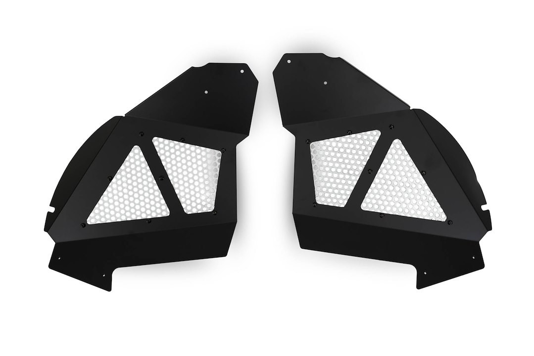 DV8 Offroad Inner Fender, Solid and Perforated Design, With DV8 Logo, Powder Coated, Black Satin, Aluminum – INFEND-06FB