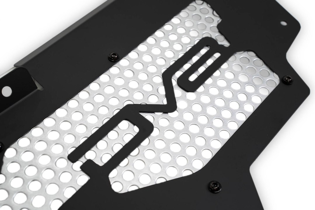 DV8 Offroad Inner Fender, Solid and Perforated Design, With DV8 Logo, Powder Coated, Black Satin, Aluminum – INFEND-06FB