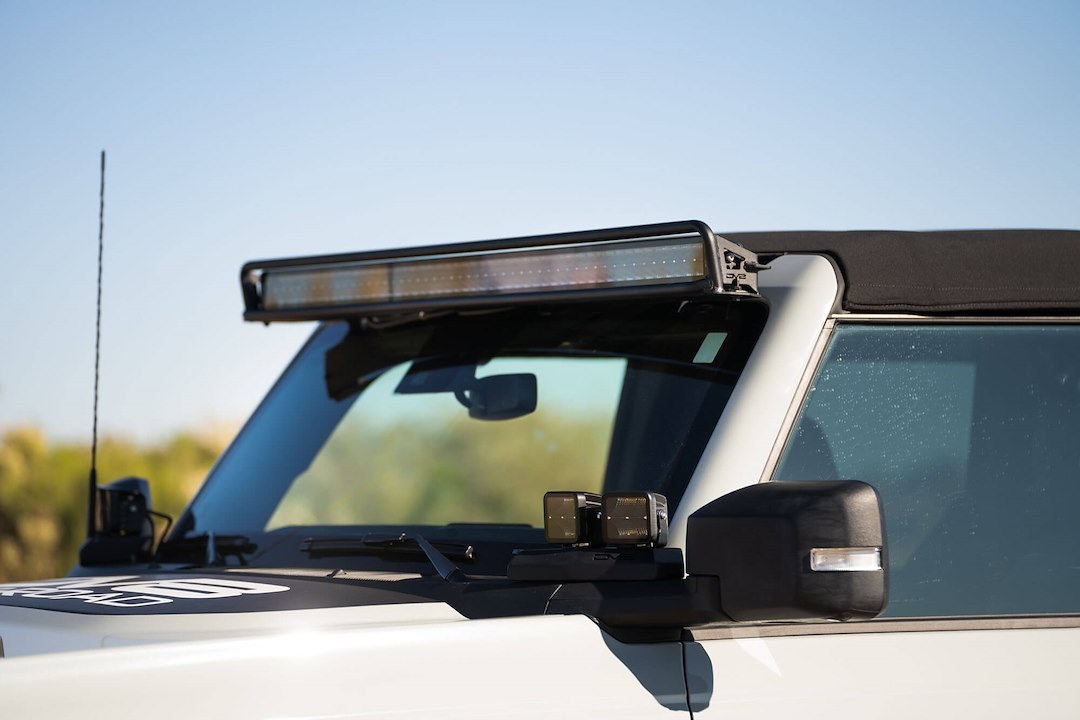 DV8 Offroad Light Bar Mounting Kit, Mounts 16 Single Cube Lights or One 52 Inch Light Bar, Powder Coated, Black Steel – LBBR-01