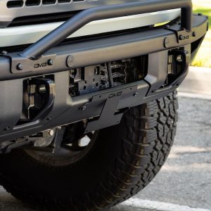 DV8 Offroad License Plate Relocation Kit, Relocates License Plate Below the Center at AN Angle on Front Bumper, Powder Coated, Black, Steel – LPBR-01