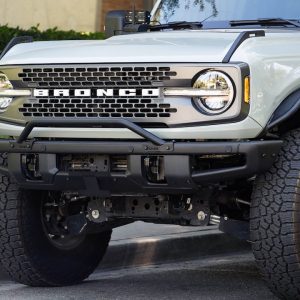 DV8 Offroad License Plate Relocation Kit, Relocates License Plate Below the Center at AN Angle on Front Bumper, Powder Coated, Black, Steel – LPBR-01
