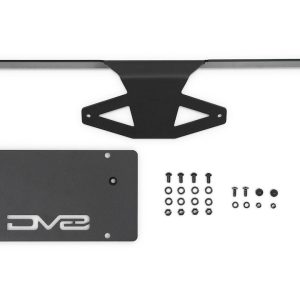 DV8 Offroad License Plate Relocation Kit, Relocates License Plate Below the Center at AN Angle on Front Bumper, Powder Coated, Black, Steel – LPBR-05
