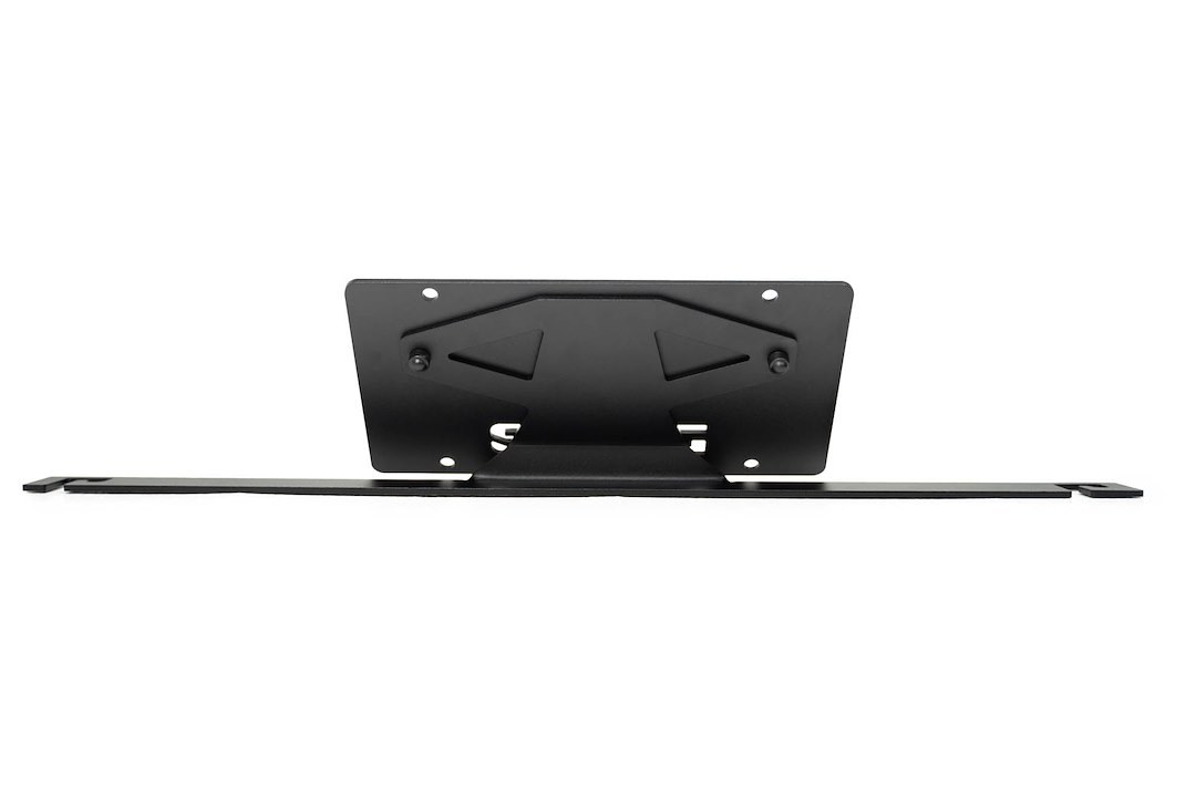 DV8 Offroad License Plate Relocation Kit, Relocates License Plate Below the Center at AN Angle on Front Bumper, Powder Coated, Black, Steel – LPBR-05