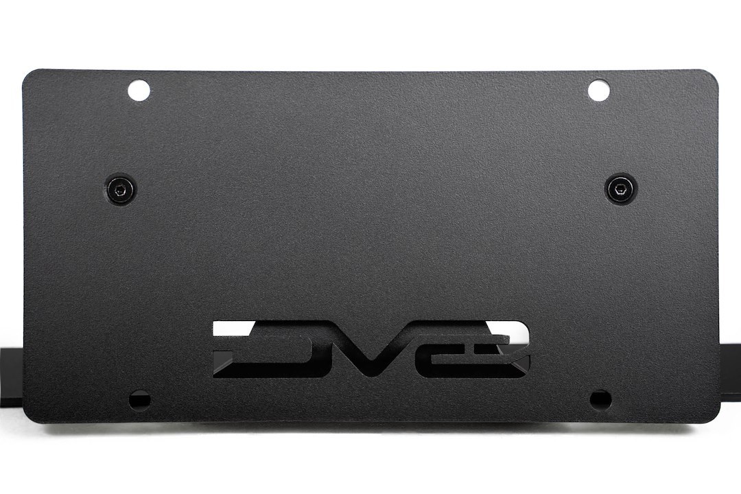 DV8 Offroad License Plate Relocation Kit, Relocates License Plate Below the Center at AN Angle on Front Bumper, Powder Coated, Black, Steel – LPBR-05