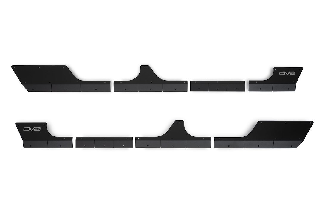 DV8 Offroad Rocker Panel Guard, Rock Skins, Body and Frame Mount, Flush Style, Powder Coated, Black, Steel – SRGL-09