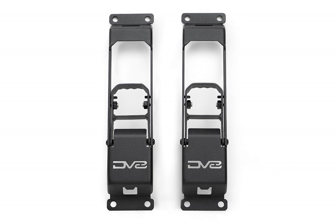 DV8 Offroad Truck Step, Door Hinge Mount, Folding, Bolt-On, With Built-IN Bottle Opener, Powder Coated, Black, Steel, Set of 2 – STJL-04