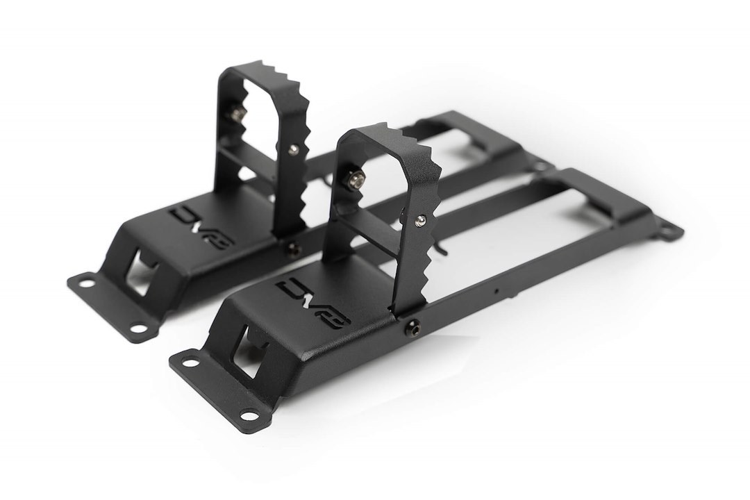 DV8 Offroad Truck Step, Door Hinge Mount, Folding, Bolt-On, With Built-IN Bottle Opener, Powder Coated, Black, Steel, Set of 2 – STJL-04
