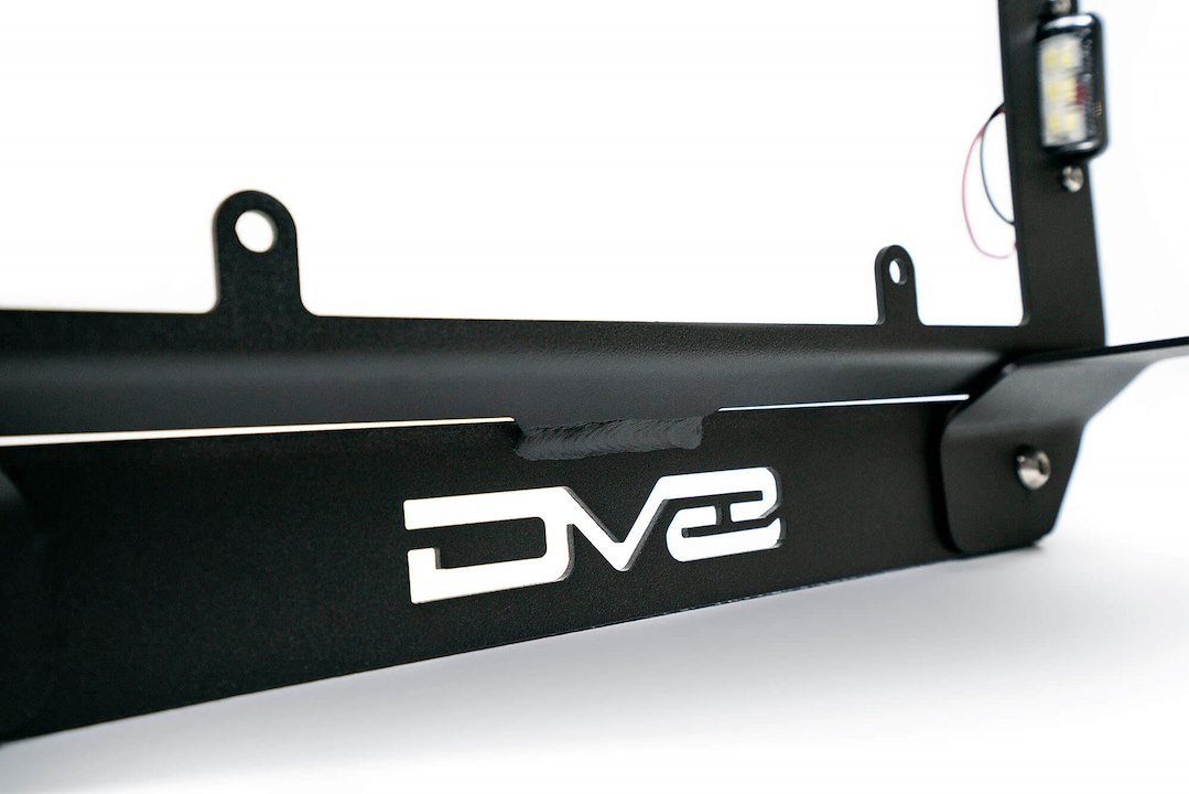 DV8 Offroad License Plate Relocation Kit, Relocates License Plate to OEM Spare Tire Location Once Removed, With License Plate Light – TSJL-03