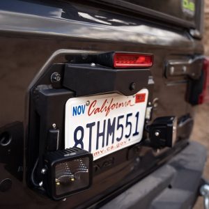 DV8 Offroad License Plate Relocation Kit, Relocates License Plate to OEM Spare Tire Location Once Removed, With License Plate Light – TSJL-03