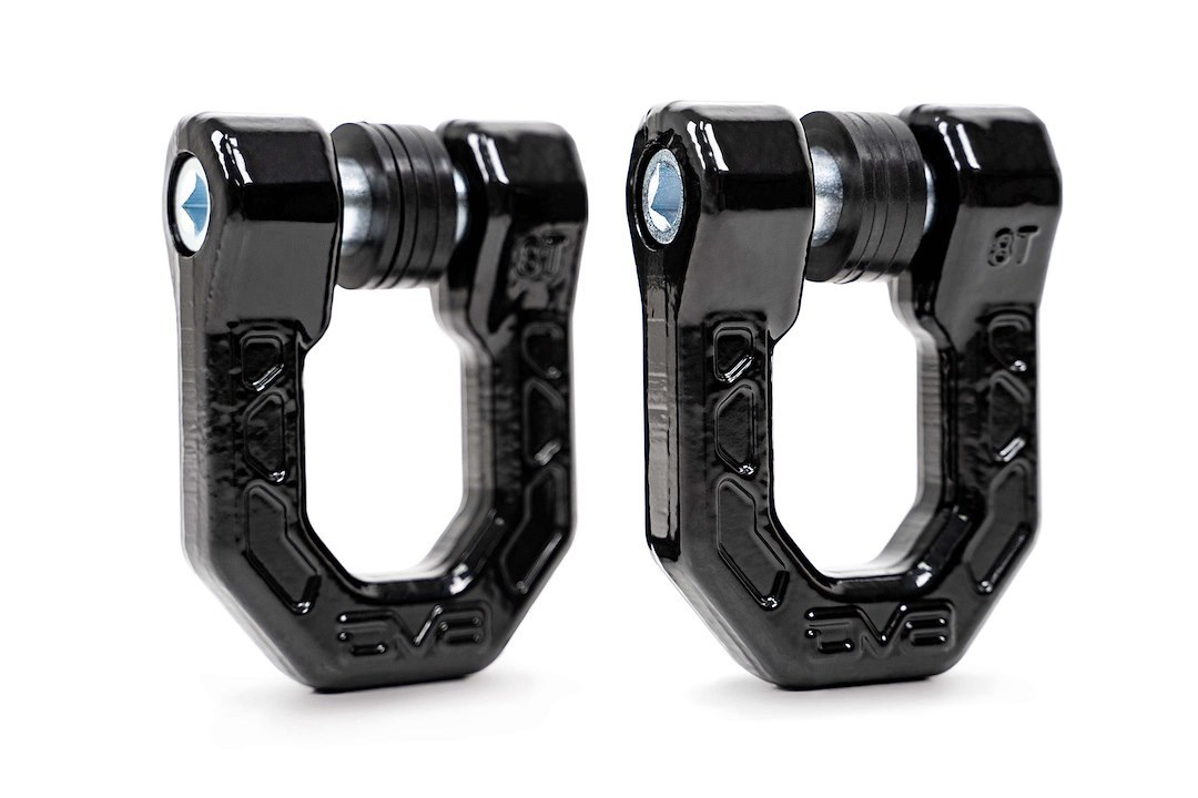 DV8 Offroad D-Ring, Elite Series, 7/8 Inch Pin Hole, 8 Ton Working Load/ 70000 Pound Breaking Strength, Black, Steel, Set of 2 – UNSK-01BL