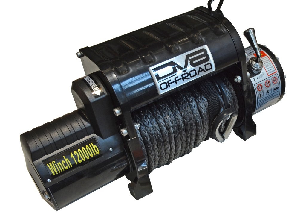 DV8 Offroad Winch, Vehicle Mount, Vehicle Recovery Winch, 13 Volt Electric, 12001 Pound Capacity, With Synthetic Line, Hause Fairlead – WB12SR