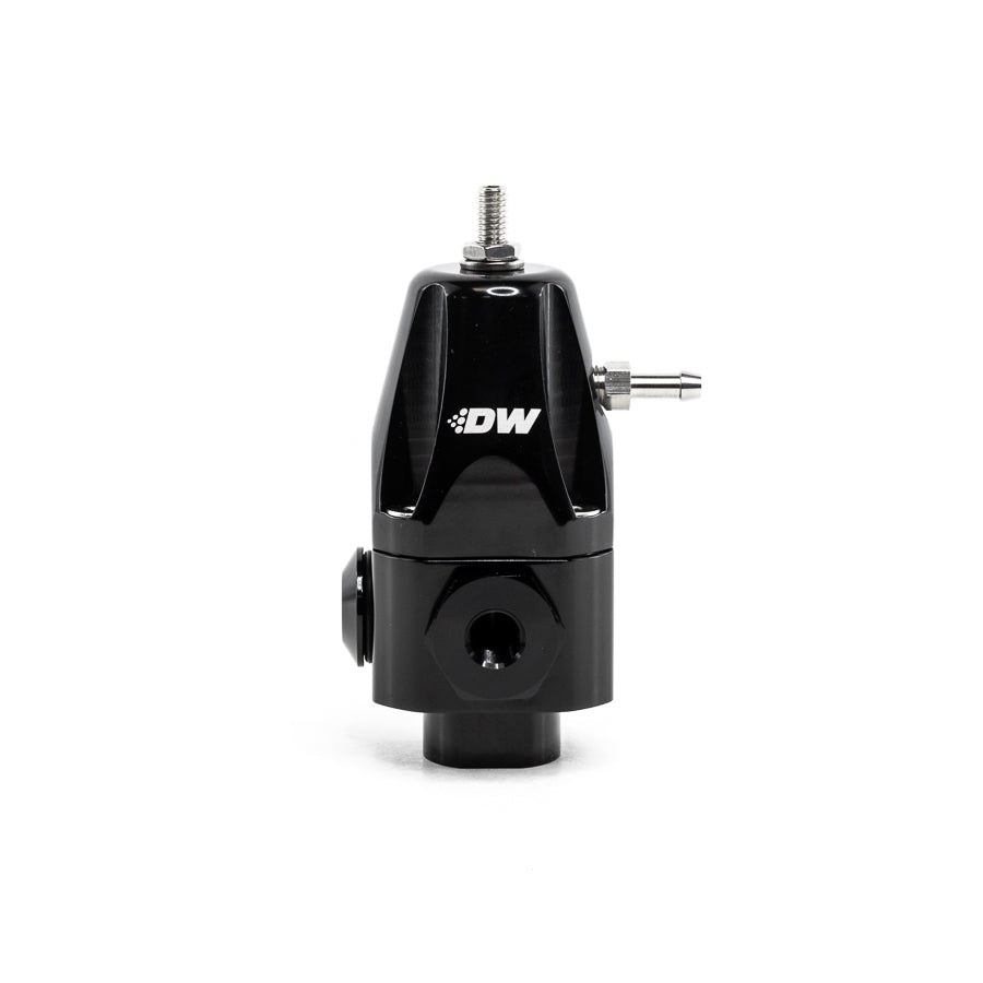 Deatschwerks Fuel Pressure Regulator, DWR1000 Series, 30-120 PSI, Dual -8AN ORB Inlet/ Single -6AN ORB Outlet, Compatible with All Fuels – 6-1000-FRB