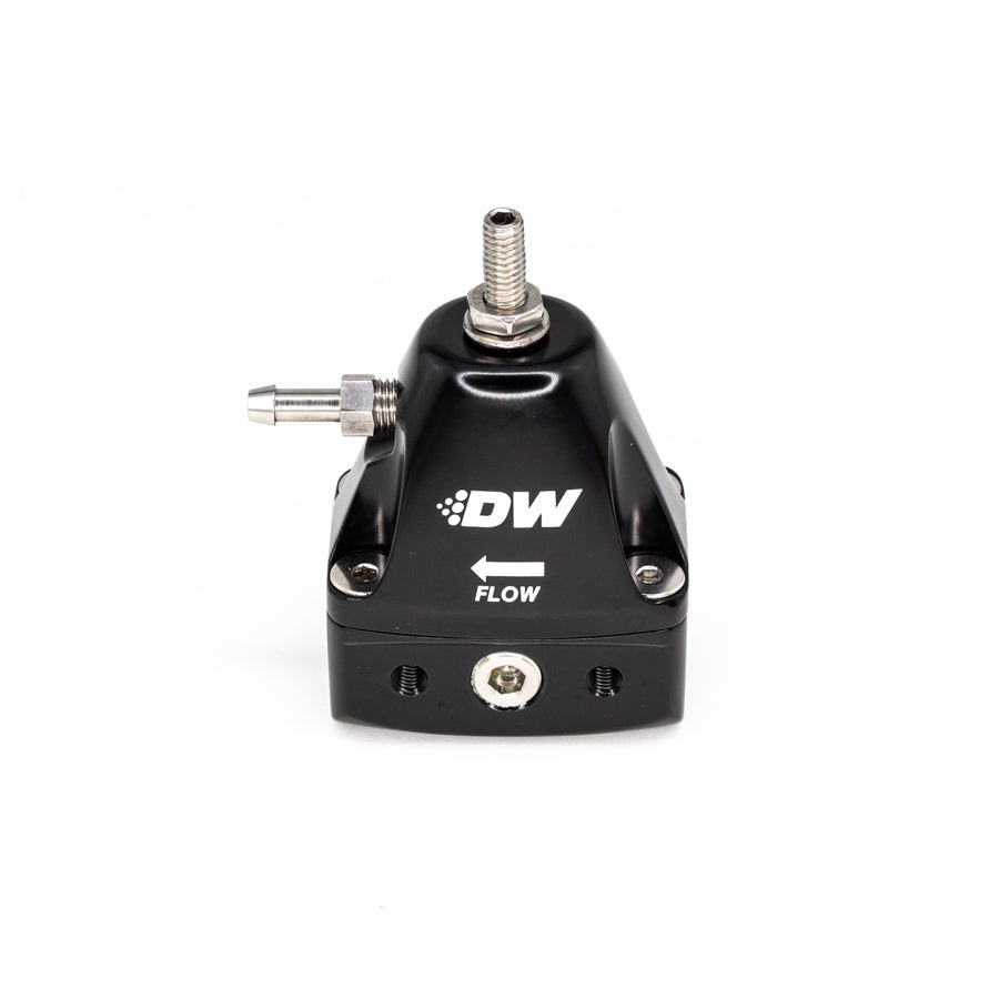 Deatschwerks Fuel Pressure Regulator, DWR1000iL Series, 30-120 PSI, -6AN ORB Inlet/ Outlet, Compatible with All Fuels, Anodized Black – 6-1001-FRB