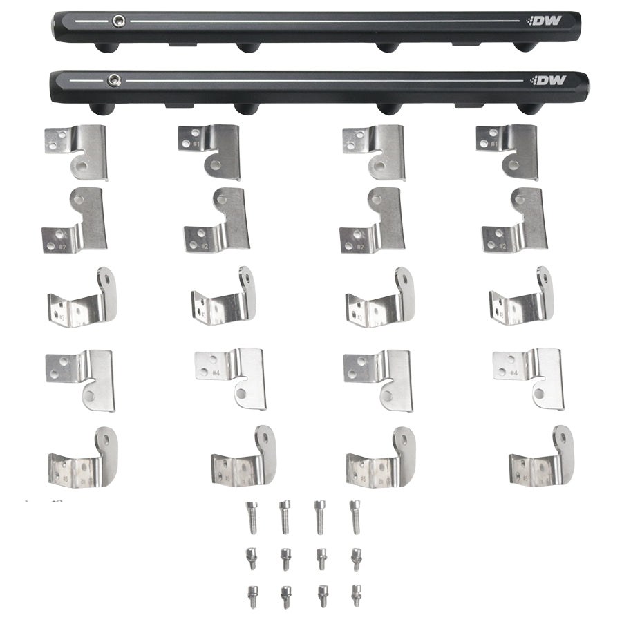 Deatschwerks Fuel Injector Rail, Anodized, Black, Aluminum, With Fittings – 7-206