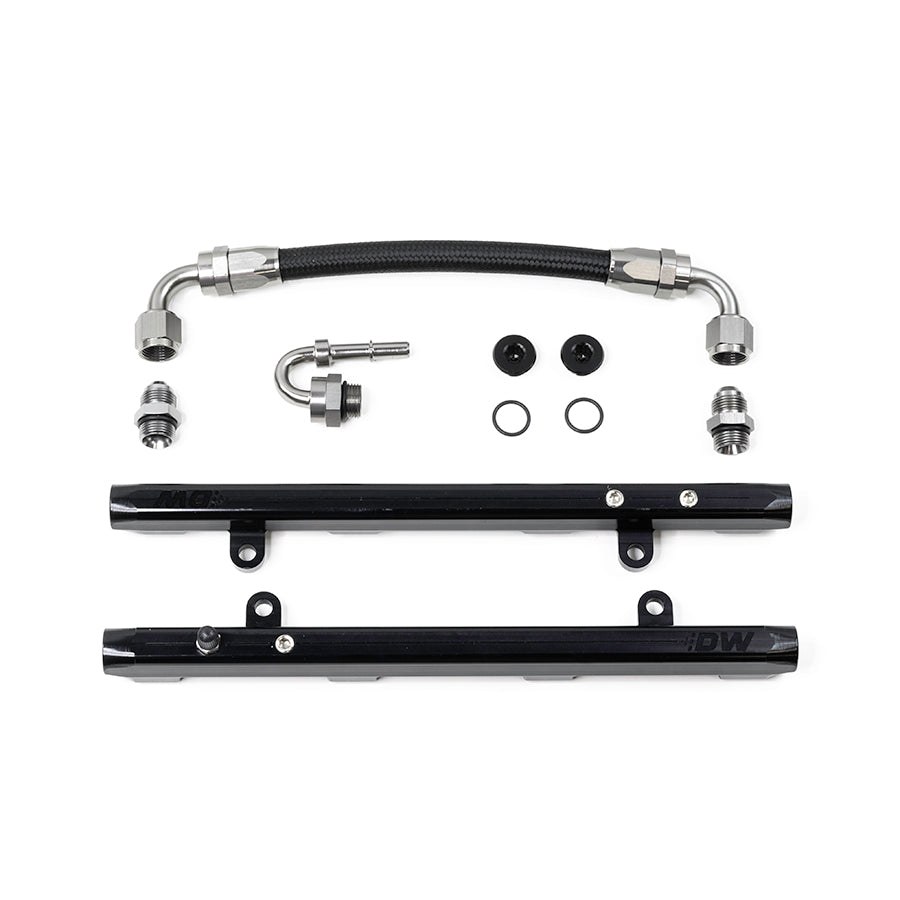 Deatschwerks Fuel Injector Rail, Anodized, Black, Aluminum, Set of 2, With Fittings and Crossover Hose – 7-301-OE