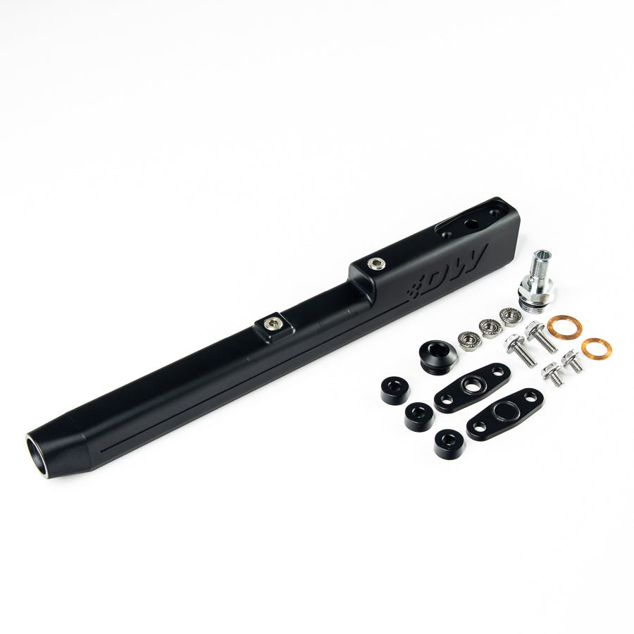 Deatschwerks Fuel Injector Rail, Compatible with OE and Deatschwerks EV14 Injectors, Anodized, Black, Aluminum, Return and Return Less Style – 7-400