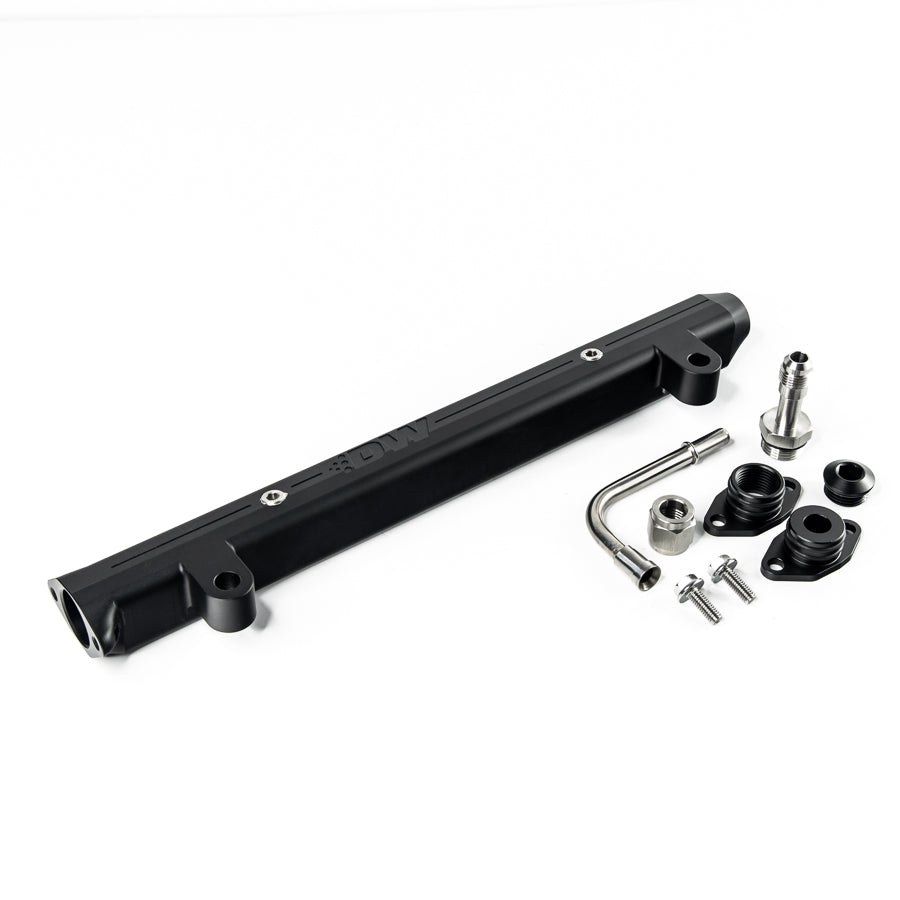Deatschwerks Fuel Injector Rail, Compatible with OE and Deatschwerks EV14 Injectors, Anodized, Black, Aluminum, Return and Return Less Style – 7-500